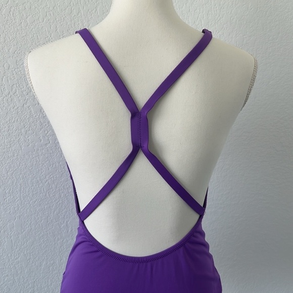 NWOT Purple One-Piece Criss Cross Back Swimsuit - Picture 5 of 8